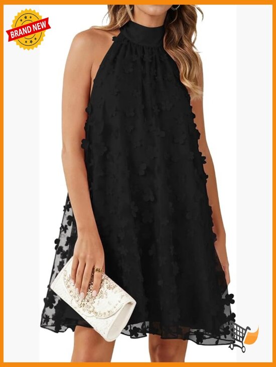 Dresses & Skirts - Halter Tulle Floral Bridal Shower Cocktail Wedding Guest Short A Line